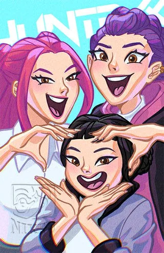 Huntrix in a photo booth
