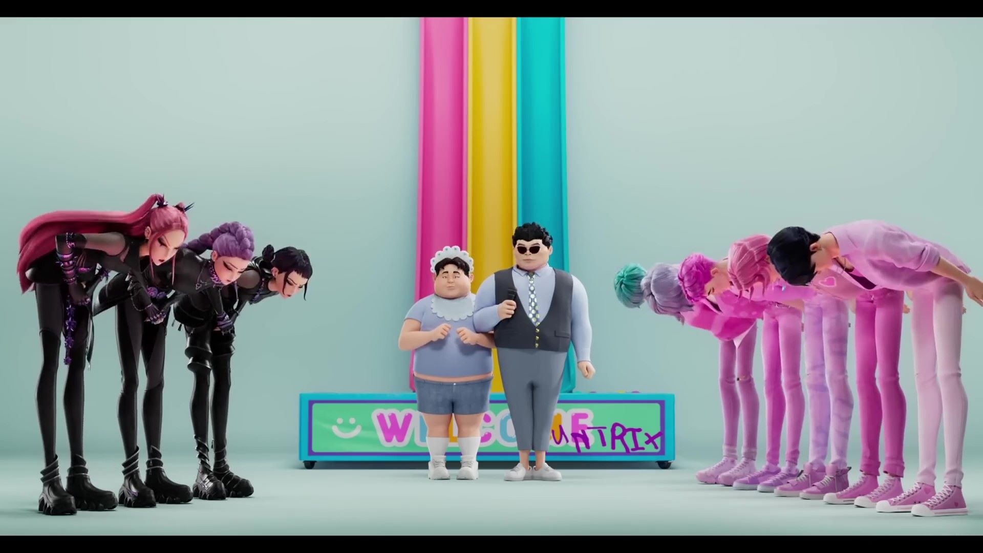 HUNTRIX team and Saja Boys team 90 degree bow spoof