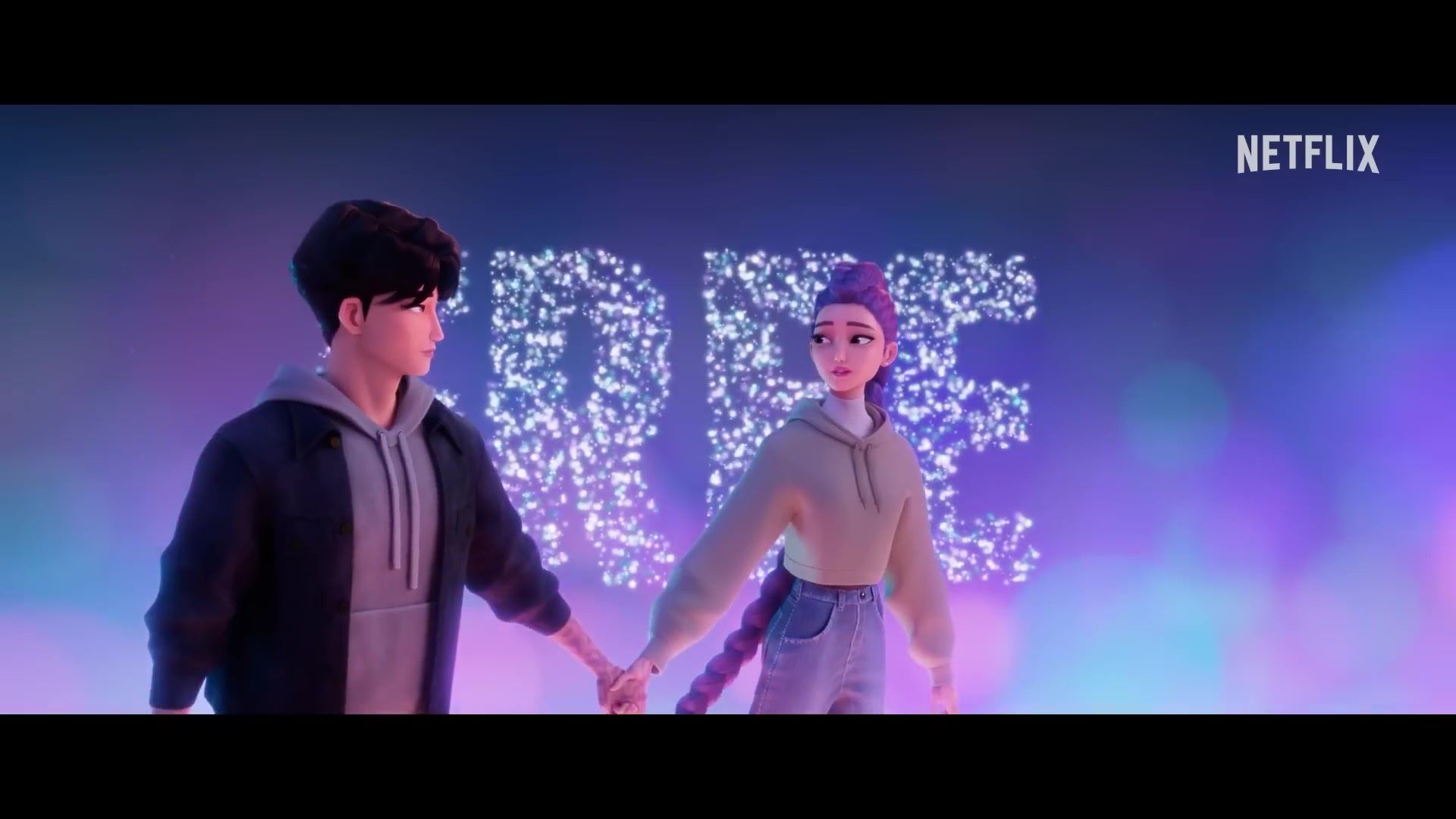Rumi and Jinu holding hands